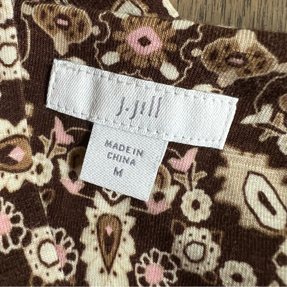 J. Jill Kona Brown/Pink Kaleidoscope Print Jersey Stretch Cross Back Maxi Dress - Picture 10 of 12